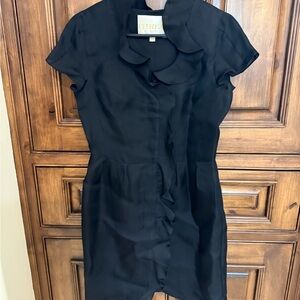 Thread Social Black Mini Dress with Ruffle Accents